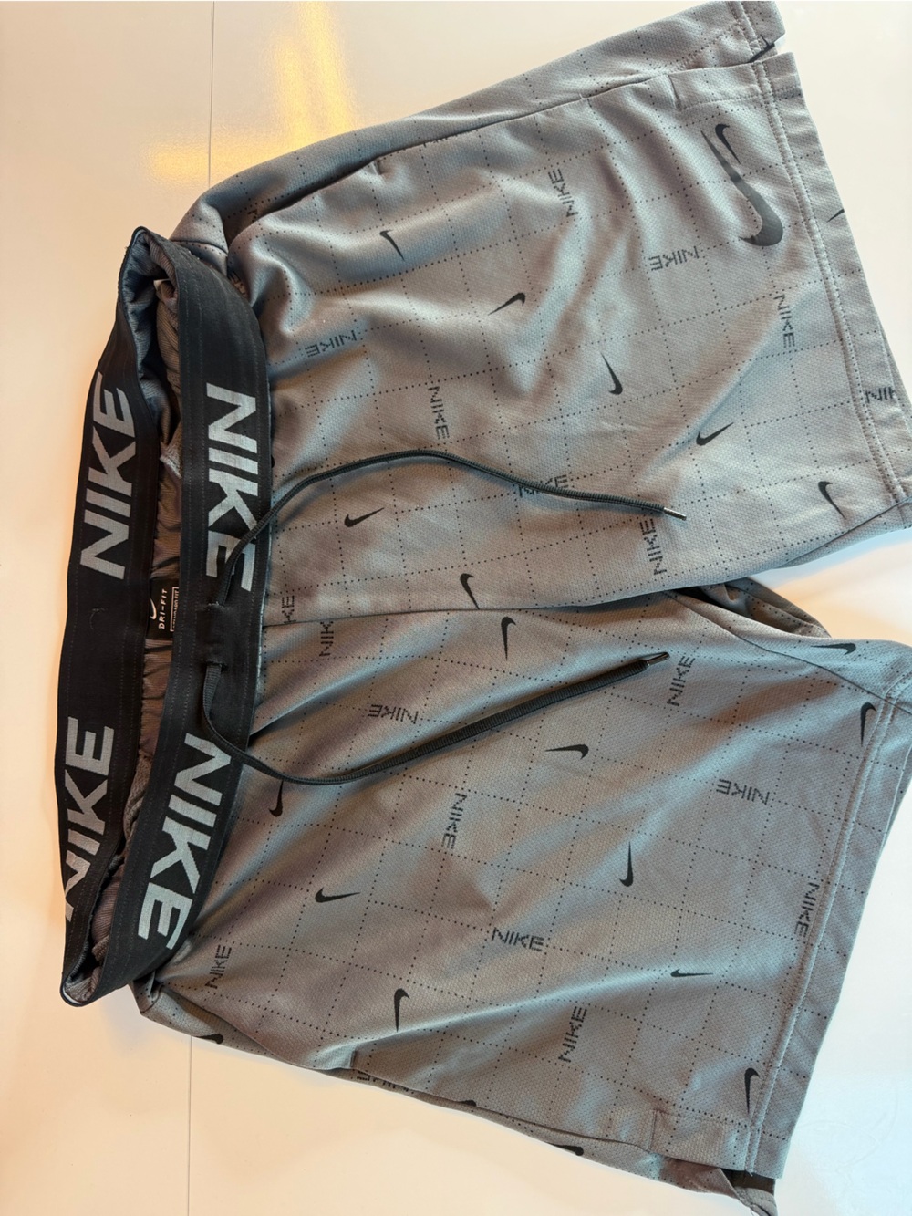 Nike Grey Athletic Shorts with Black Logo Waistband
